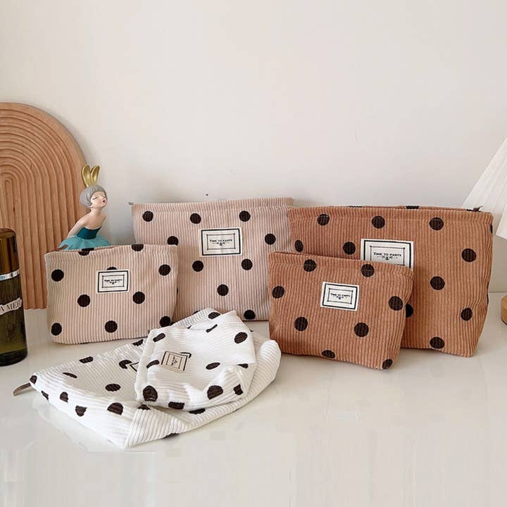 Funkyrel® Atzbranding Limited - Wholesale Pouch - Women's - Cosbai - Corduroy Polka Dot Storage Pouch