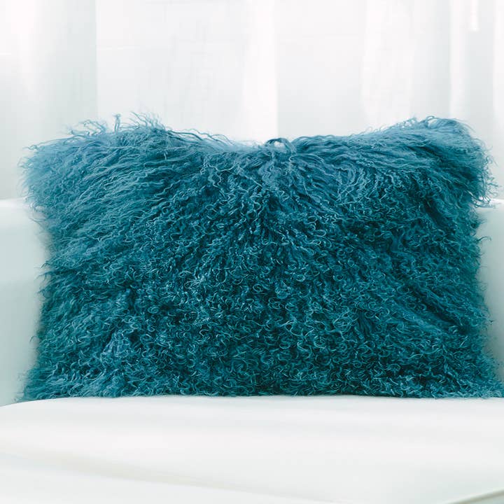 HUIRESOURCE - Vente Coussin décoratif - Coussin en fourrure d'agneau mongol - 30 x 45 cm6