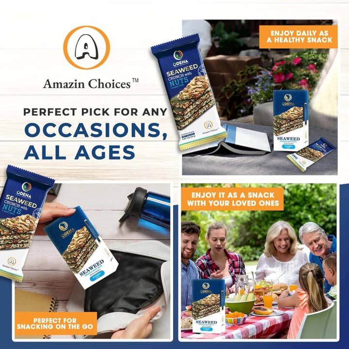 Amazin Choices - Wholesale Snack Bar - Seaweed Crunch With Nuts Classic Taste (6 Bars Per Box)5