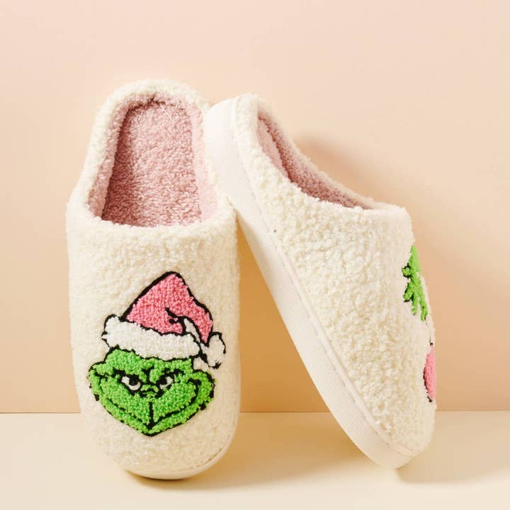 Pink Christmas Monster Home Slippers for wholesale on Faire
