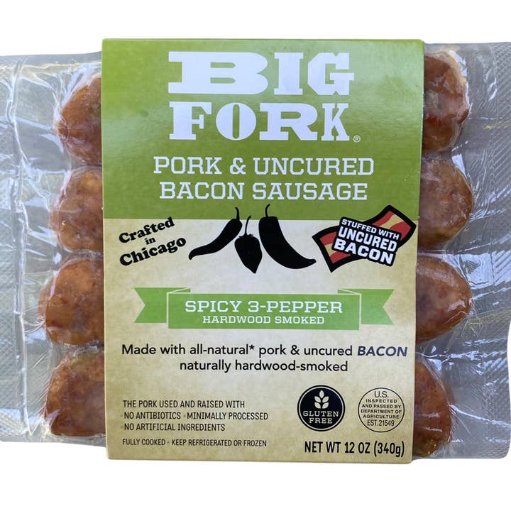 Big Fork - Wholesale Sausage - Spicy - 3 Pepper Bacon Sausage - 8 x 12 oz. retail packs