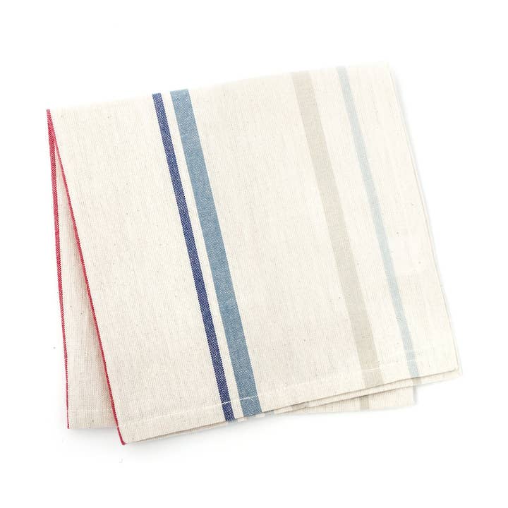 Serviette en tissu à rayures Coastal - Lot de 4 pour la vente par Cutlery Couture