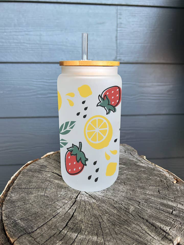 Bicchiere da 16oz per caffè freddo ghiacciato con coperchio e cannuccia per la vendita all'ingrosso da parte di Lester Lou’s Designs