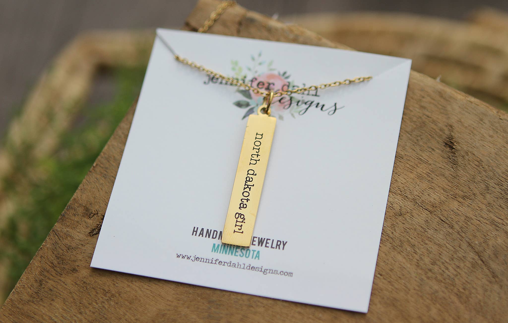 Jennifer Dahl Designs LLC - Wholesale Pendant/Charm Necklace - State Girl Engraved Bar Necklace2