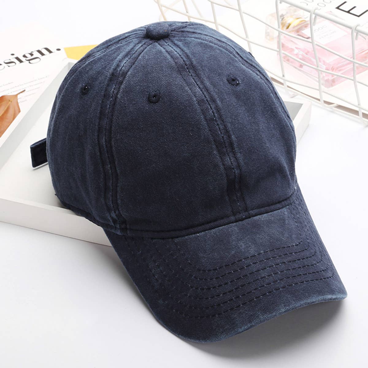 ACCITY - Wholesale Baseball Cap - Women's - Washed Distressed Plain Cotton Baseball Cap_CWAH18544