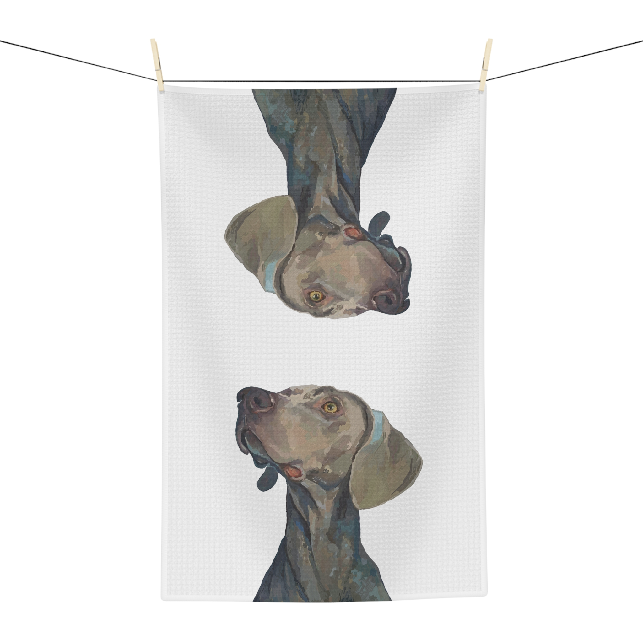 Blue Cava - Wholesale Tea Towel - Weimaraner “Blue” Microfiber Waffle Towel2