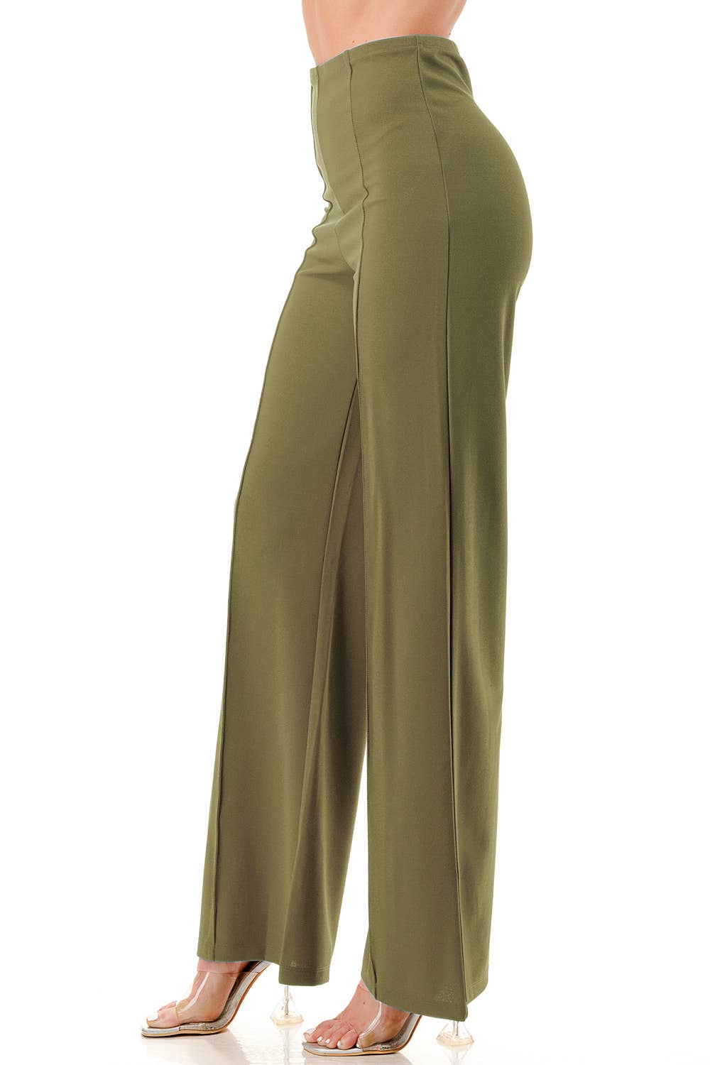 Color 5 – wholesale Pants – Women's – Olive color formal dressy pants with seam front slim looking3