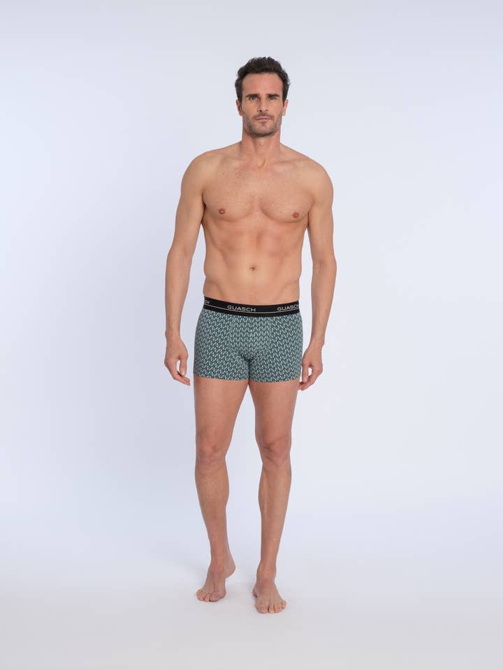 Confezione da due boxer elasticizzati semplici e stampati per la vendita all'ingrosso da parte di Guasch