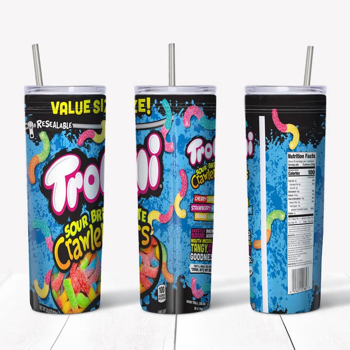 Trolli Sour Crawlers 20oz Straight Tumbler Transfer for wholesale by Rustic Pineapple