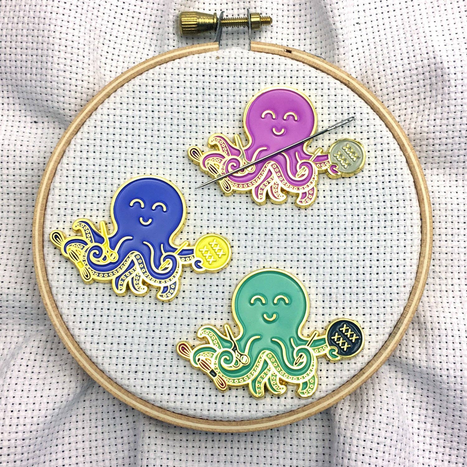 Snarky Crafter Designs - Wholesale Embroidery/Cross Stitch Supplies - Stitching Octopus Magnetic Enamel Needle Minder5