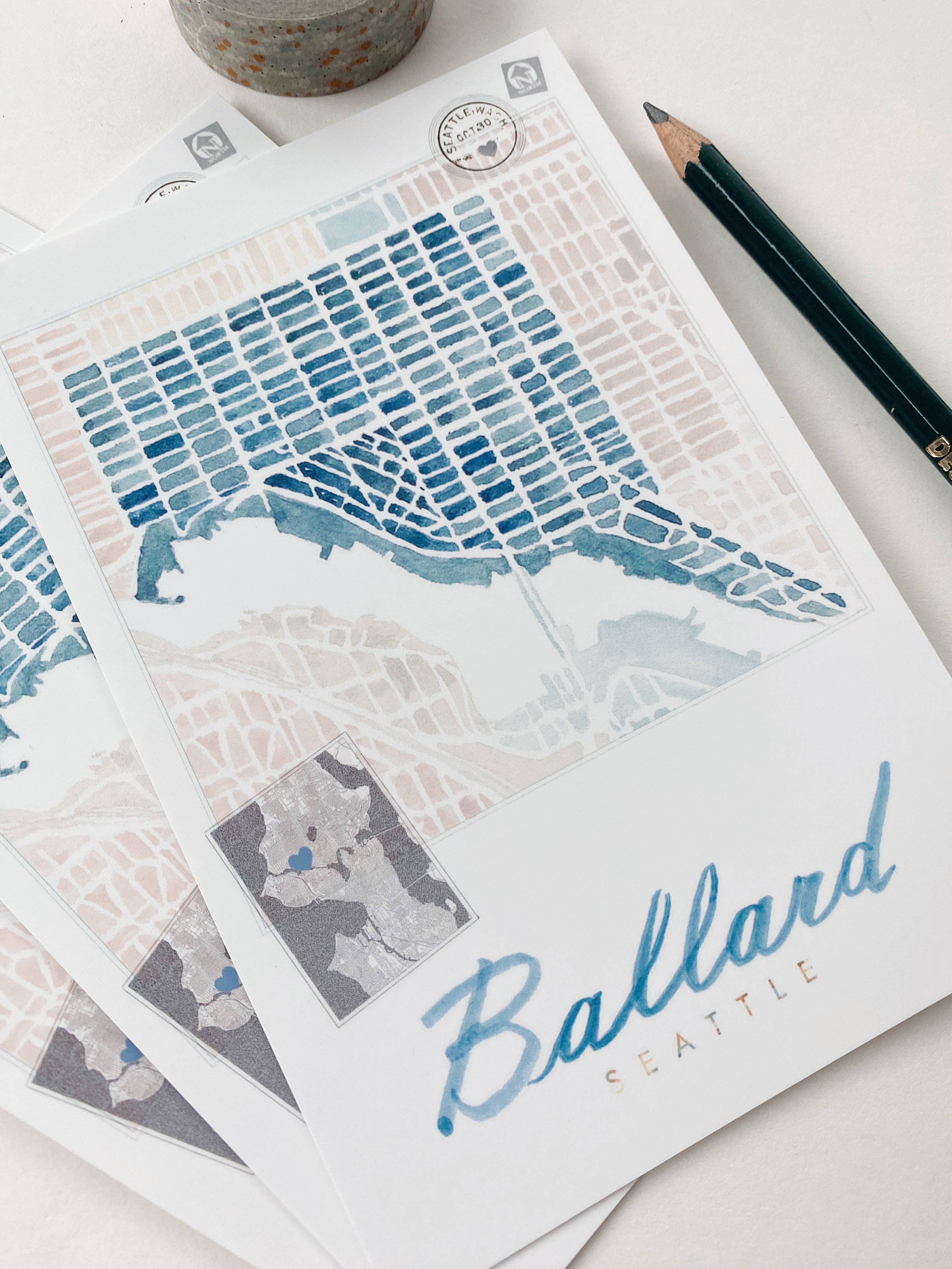 Turn-of-the-Centuries - Wholesale Postcard - BALLARD Seattle Neighborhood Map Postcard3