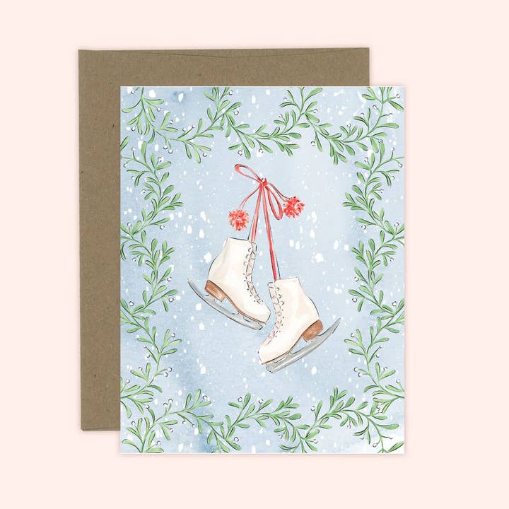 Almeida Illustrations - Wholesale Christmas Card - Winter Skates Christmas Winter Holiday Card