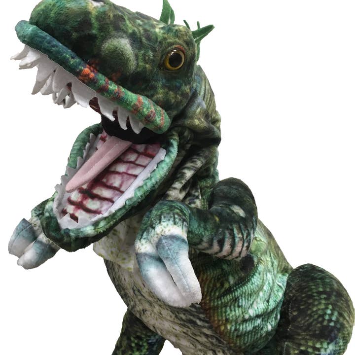 Texas Toy Distribution - Vente Marionnette – enfant et bébé - Marionnette à main dinosaure en peluche de 35 po « Rizzo »