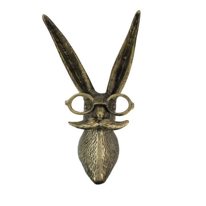 Zeckos - Wholesale Wall Decor - Kids & Baby - Gold Finish Hare Head Wall Hanging with Round Glasses
