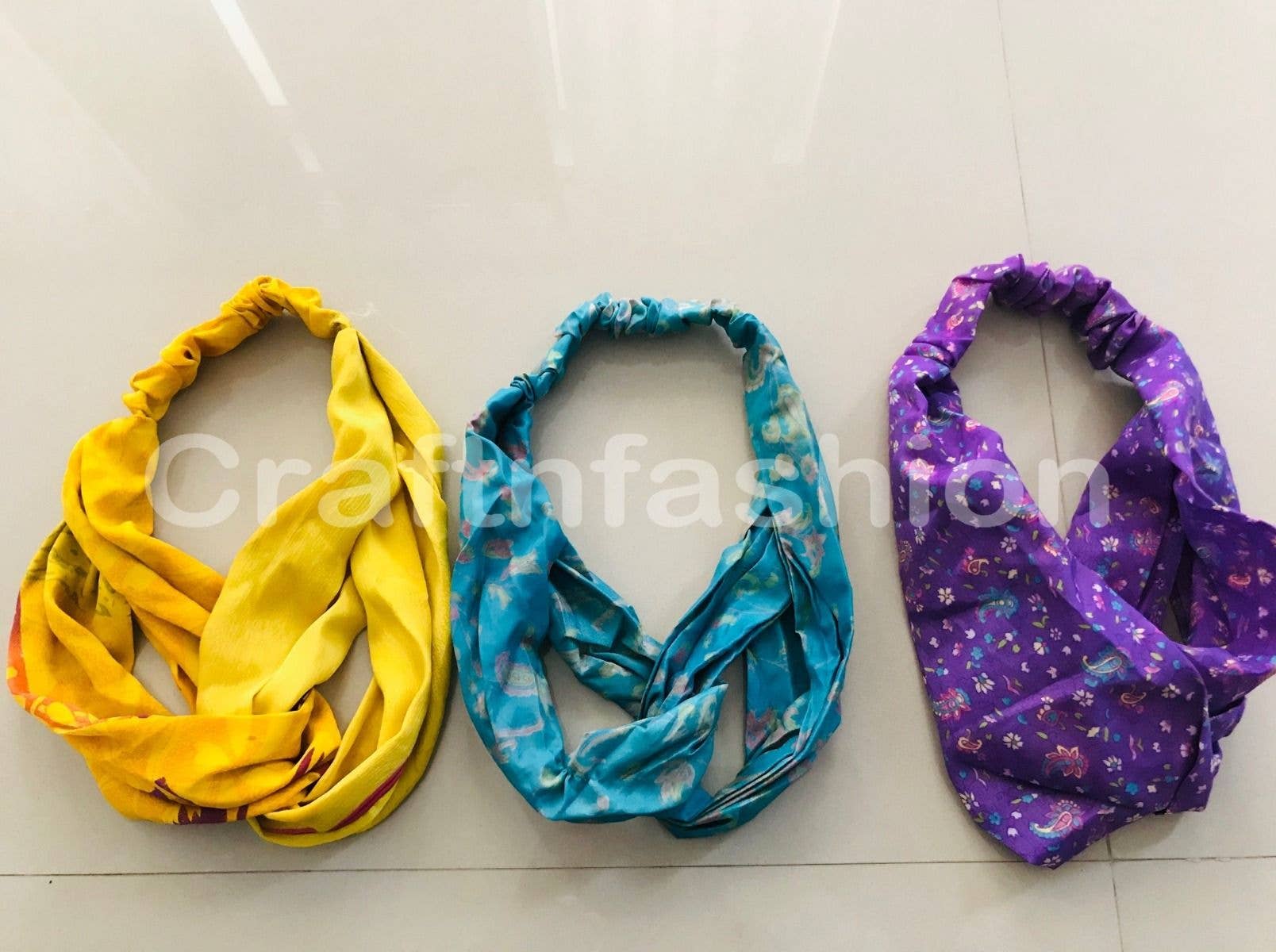 Meghcraft - Wholesale Fashion Headband - Women's - Assorted Upcycled Sari Silk Hair Band - Knot head band7