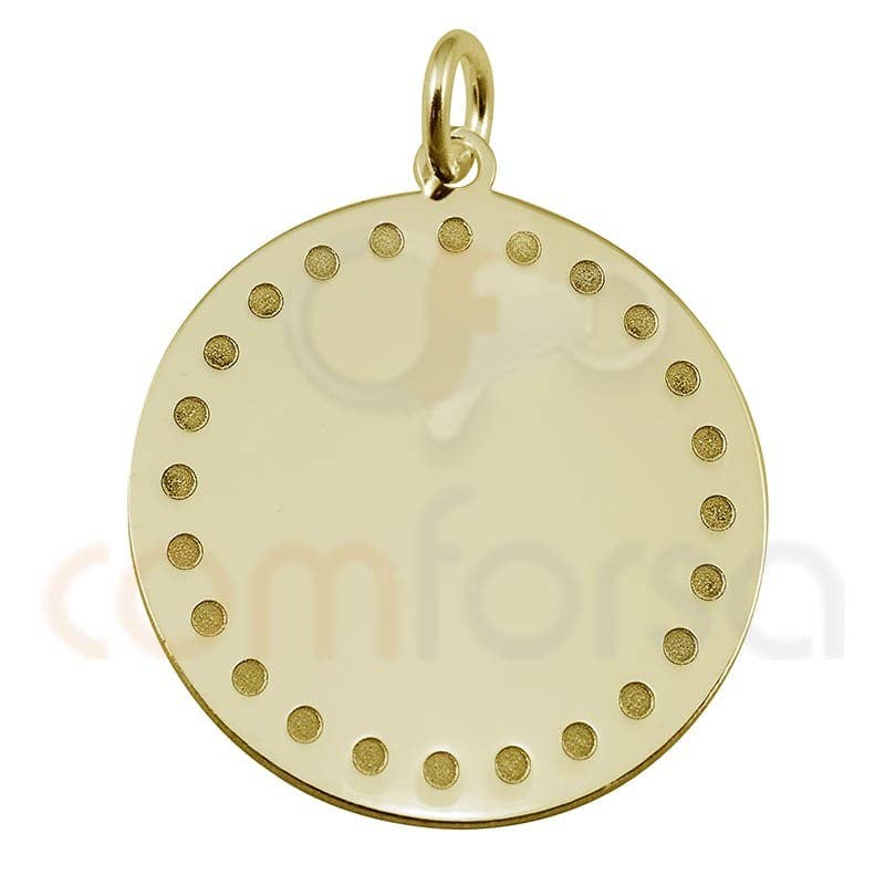 COM FORSA SL - Wholesale Individual Charm/Pendant - Sterling Silver 925 Round Pendant With Divets 20Mm1