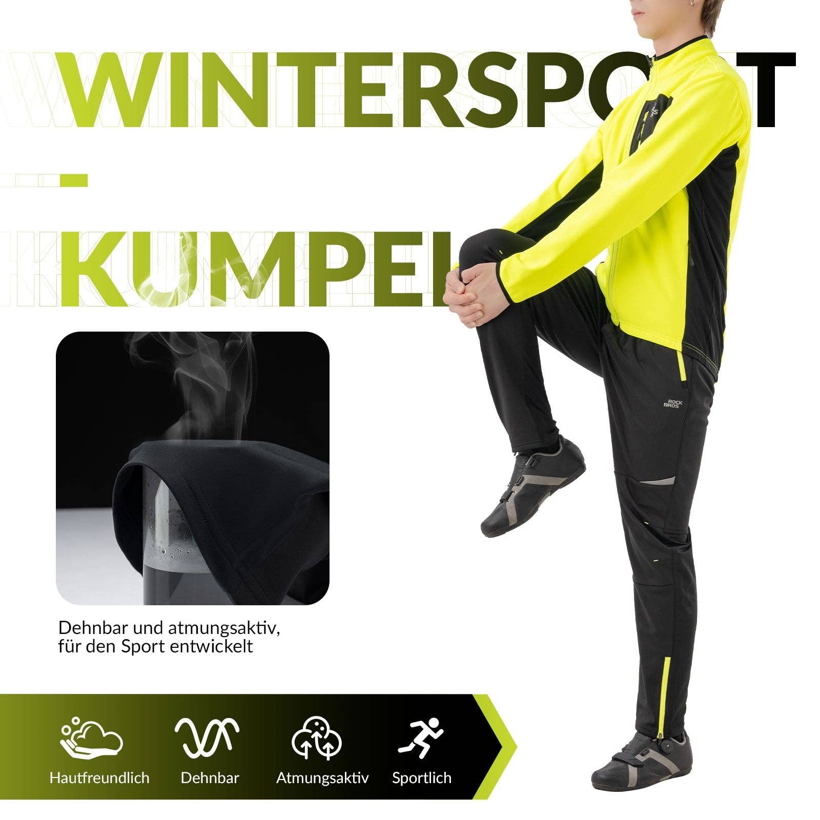RC'nSONS - Wholesale Activewear Set - Men's - ROCKBROS Herren Fahrradjacke & Hose Set Winter Gelb Winddicht Warm für Outdoor Spor2