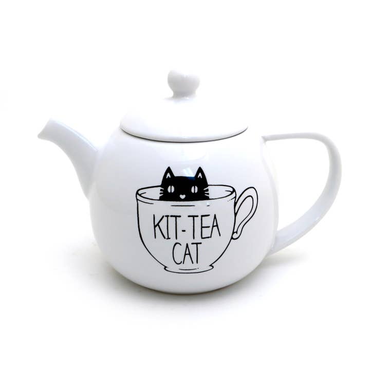 Kit-Tea-Cat Teapot, small ceramic cat teapot for cat lover for wholesale by Lenny Mud