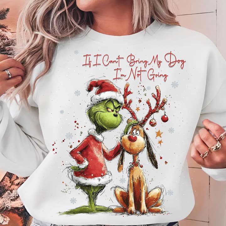 Retro julgrön tjuv och hans hund t-shirt, jultröja för wholesale av DLT Ecommerce
