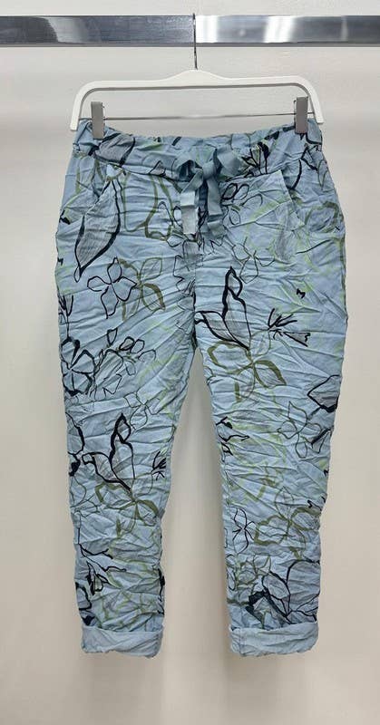 VENTI6 - Wholesale Pants - Women's - ART FLORAL PRINT CRINKLE JOGGER PANTS (21366-ARTFLORAL)10