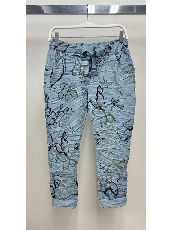 VENTI6 - Wholesale Pants - Women's - ART FLORAL PRINT CRINKLE JOGGER PANTS (21366-ARTFLORAL)10