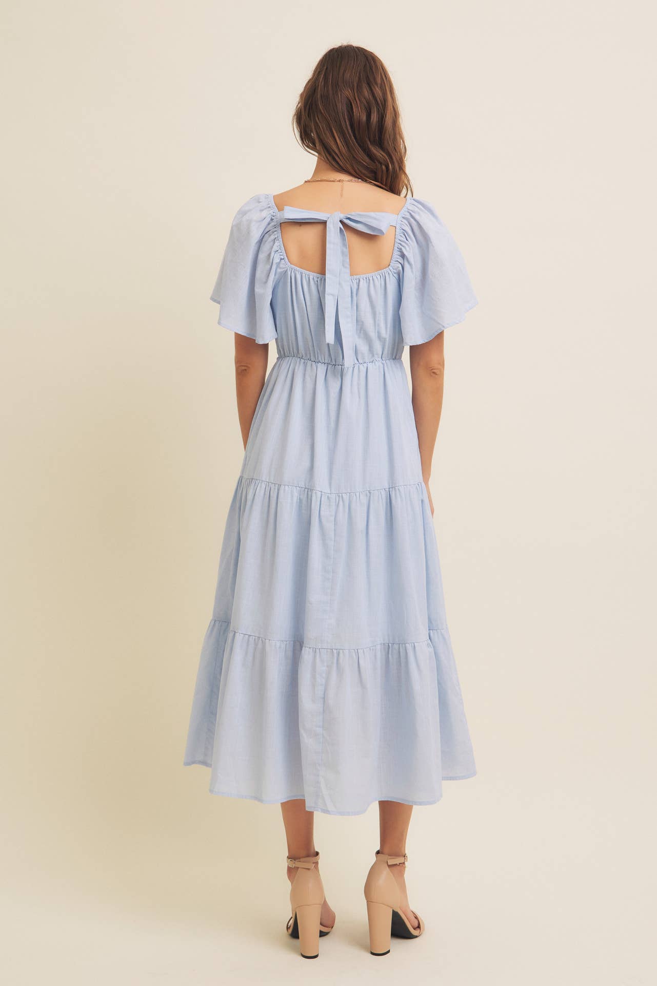 in february - Wholesale Dress - Women's - ESSENCE OF FALL TIERED CROCHET MIDI DRESS WITH FLUTTER SLVS6