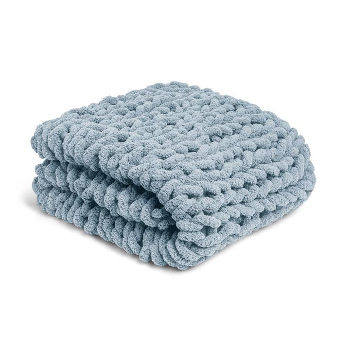 DEMDACO - Wholesale Throw Blanket - Chunky Knit Throw Blanket - Denim0