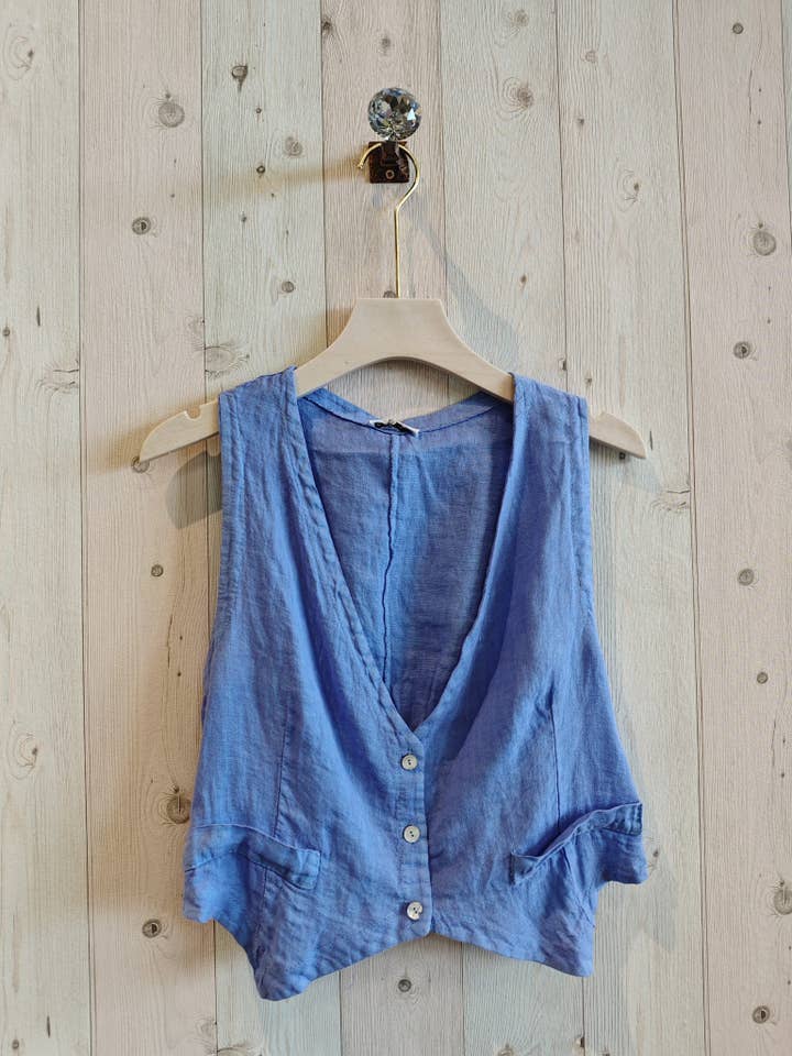 Linen & More - Wholesale Outerwear Vest - Women's - REF 6454 100% LINEN VEST