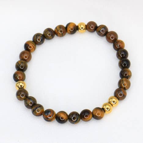6mm natural stone bead elastic bracelet 0221032 for wholesale by Lilas de Seine
