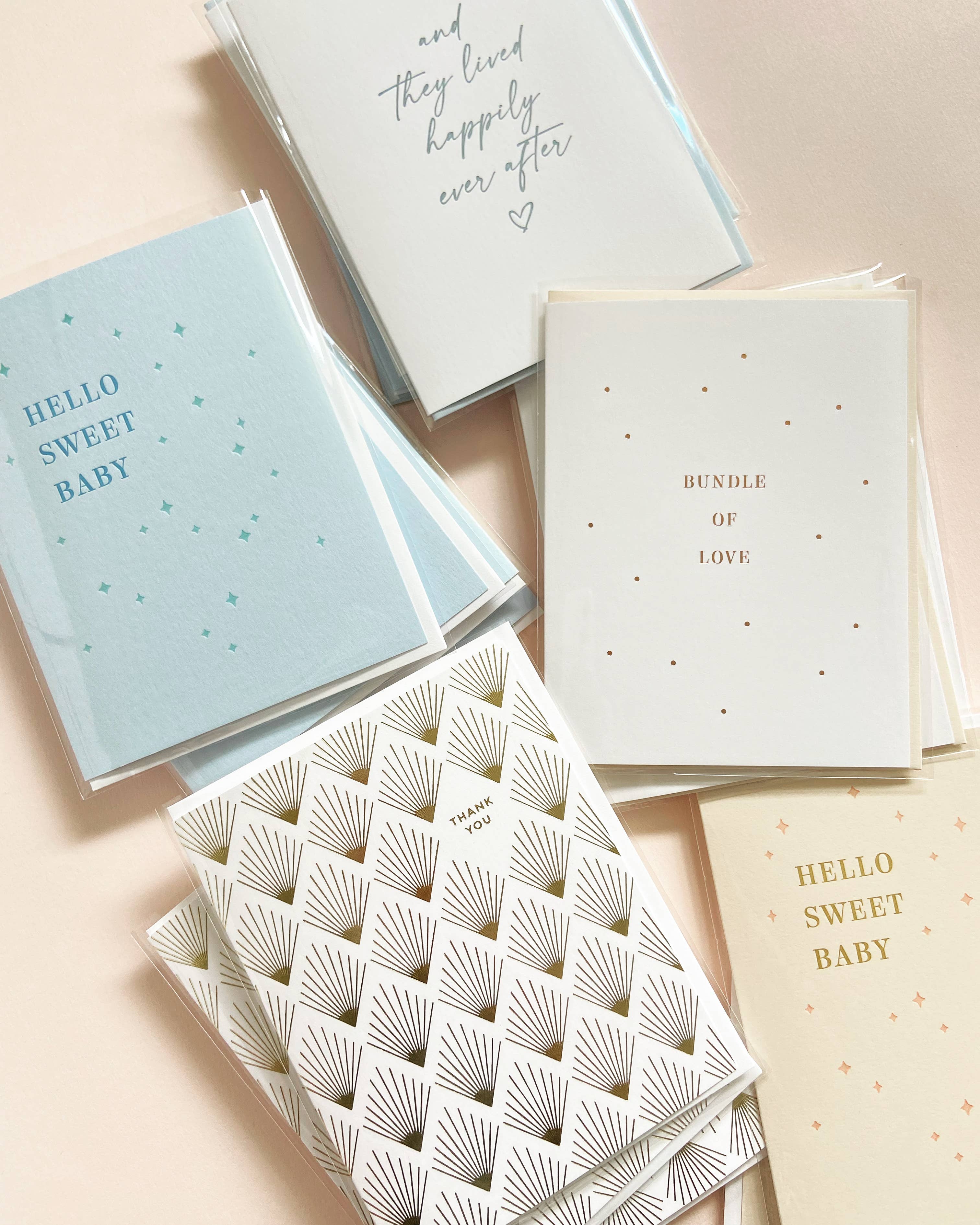 Missive - Wholesale Baby Card - Hello Sweet Baby Letterpress Greeting Card - Blue2