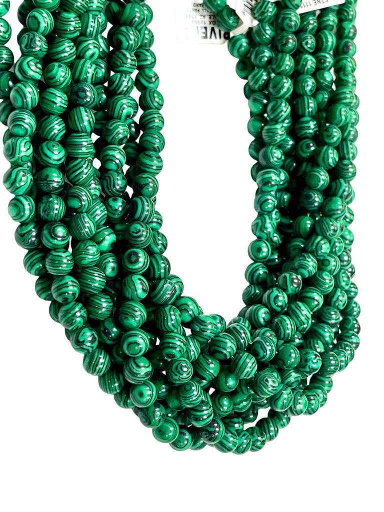 TRIVENI USA INC - Wholesale Beads - Malachite Gemstone Round Beads Strand 6mm 8mm 9
