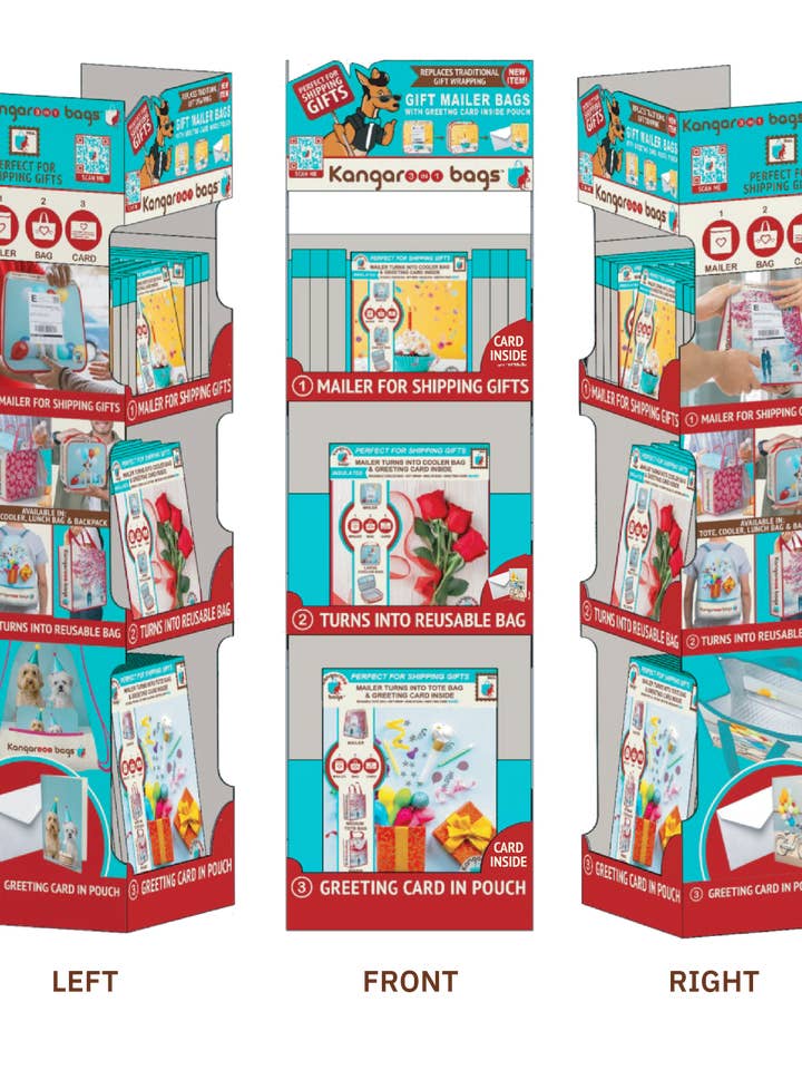 Kangaroo-tassen vloerdisplay - koeltassen en rugzakken voor wholesale door Kangarooo Bags