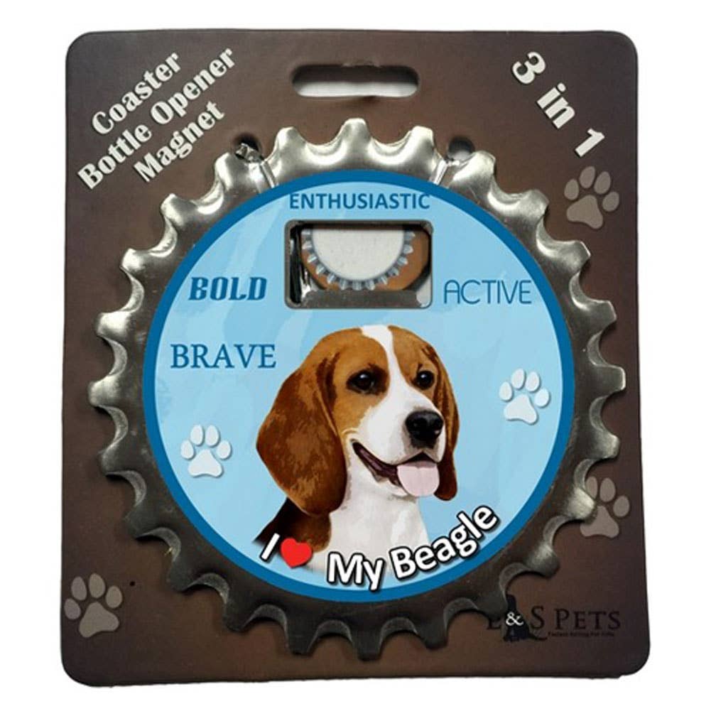 Official Store - Wholesale Magnet - I Love My Beagle 3 in 1 Bottle Opener Coaster Magnet0