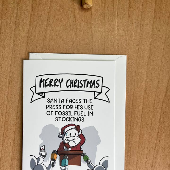 Le Père Noël face à la presse - Carte de Noël pour la vente par Rob Stears Illustration