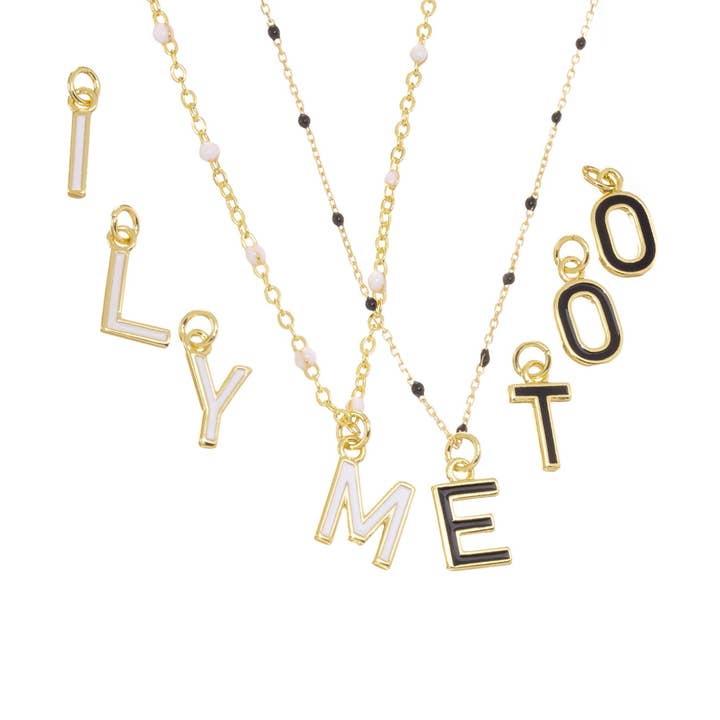 Jewel Pledge - Wholesale Individual Charm/Pendant - Gold Enamel Alphabet Letter Charms for Jewelry CPG15752