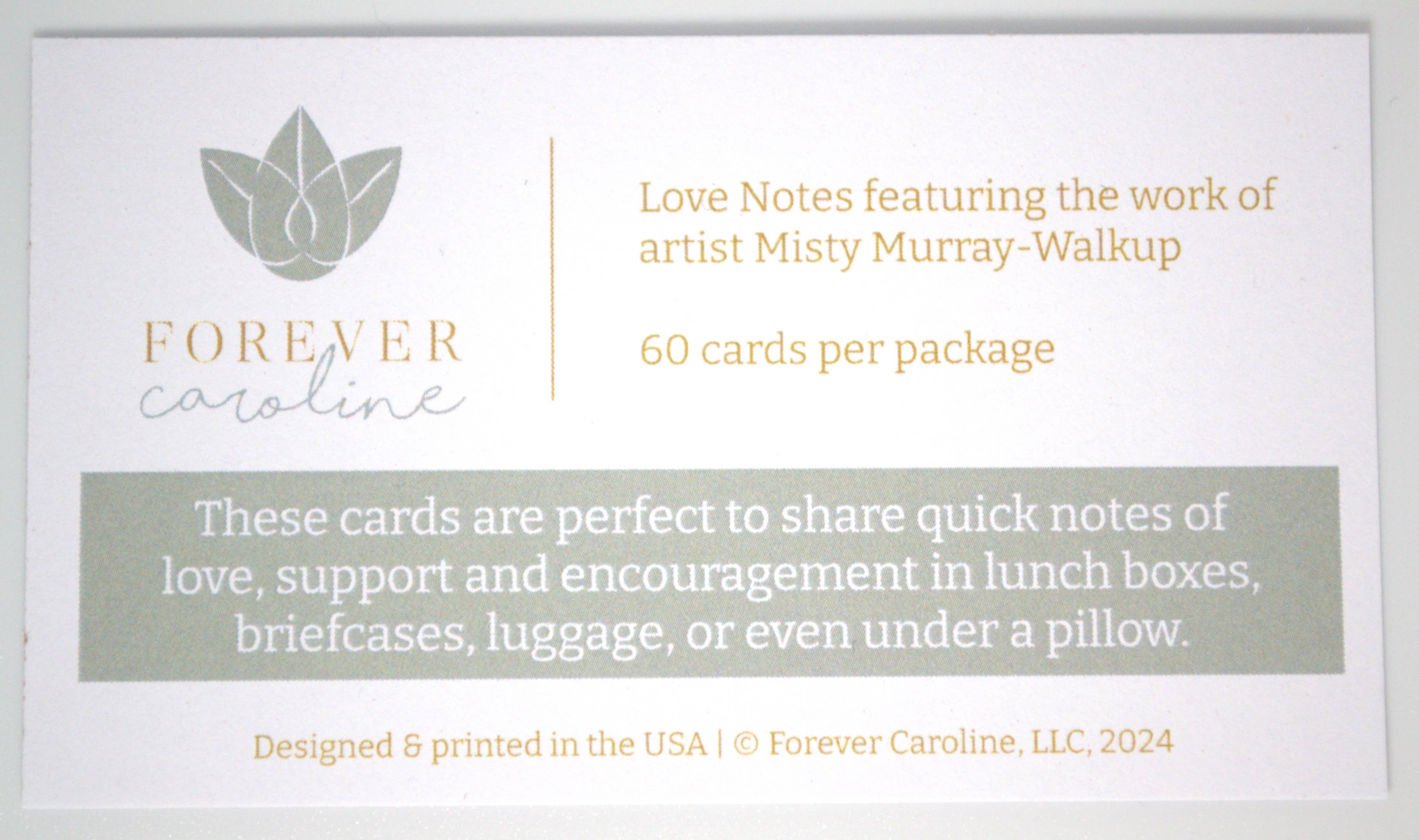 Forever Caroline LLC - Wholesale Stationery/Notecard Set - Opossum Family Tiny Cards | Pack of 60 "Love Notes" 3