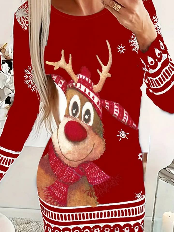 NINEXIS - Wholesale Knit Sweater - Women's - CWOSWL07612_CHRISTMAS PATTERN CASUAL KNIT LONG SLEEVE TEE3