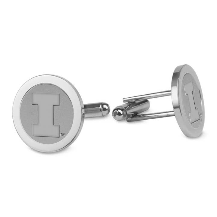 Illinois Fighting Illini Silver Cufflinks for wholesale by Collegiate Gifts and Accessories