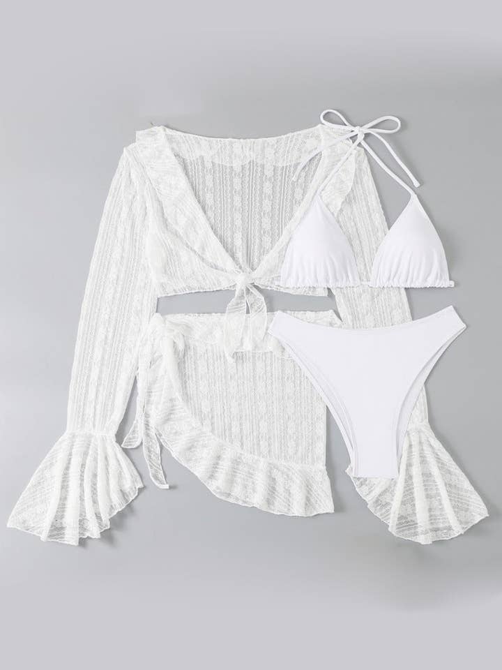 Mccolin - Wholesale Top & skirt set – Women's - Sheer Ruffle Trim Skirt Set3