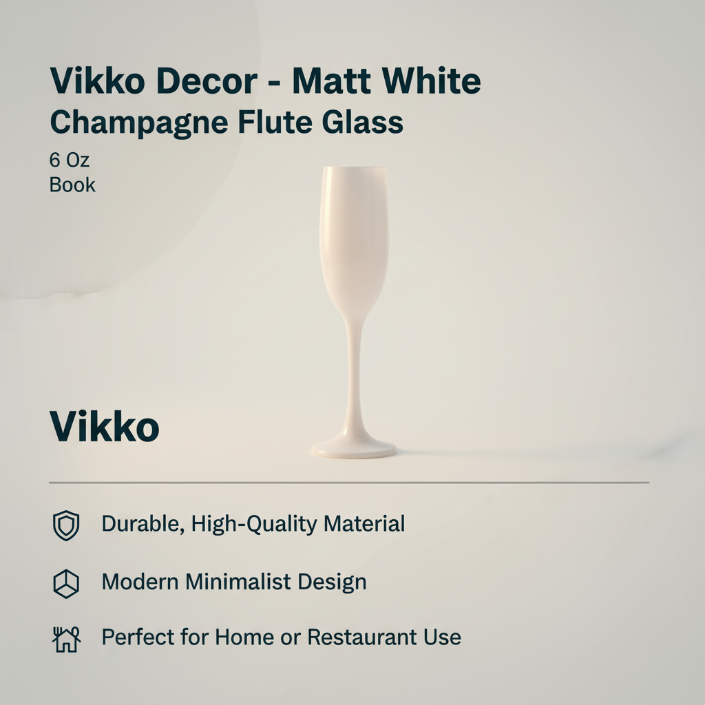 Kadra Kitchenware - Vente Flûtes de champagne - Vikko Decor - Flûte à champagne, blanc mat, 6 oz3