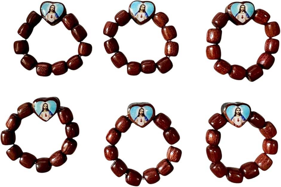 Catholica Shop - Wholesale Band/Stacked Ring - Wood Rosary Rings - Sacred Heart0