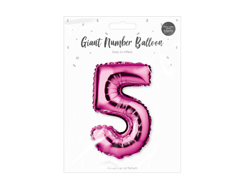 360Direct - Wholesale Balloon - Pink Foil Number Balloon 65cm5