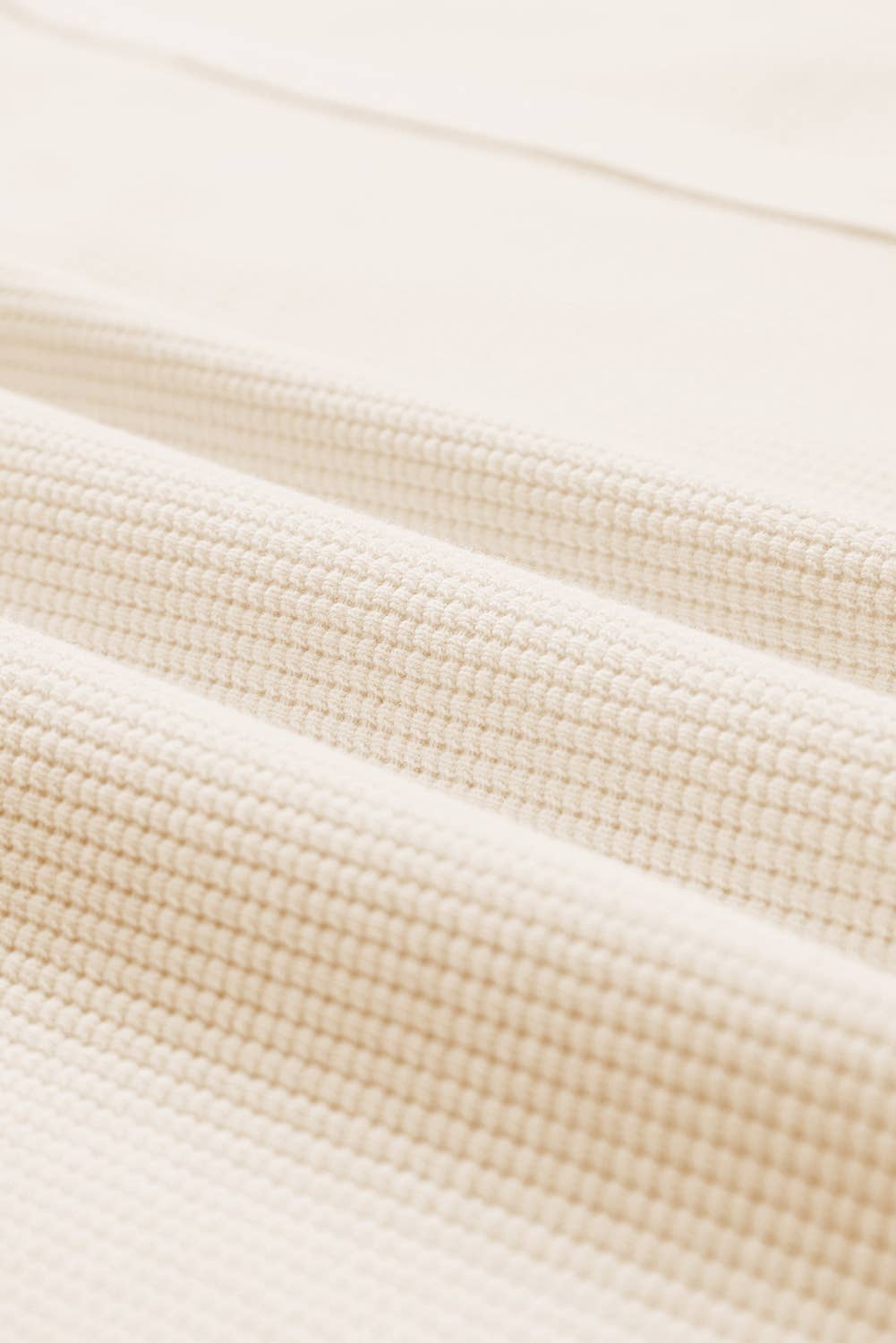 White Waffle Knit Bishop Sleeve Split Oversized Sweatshirt for wholesale on Faire6