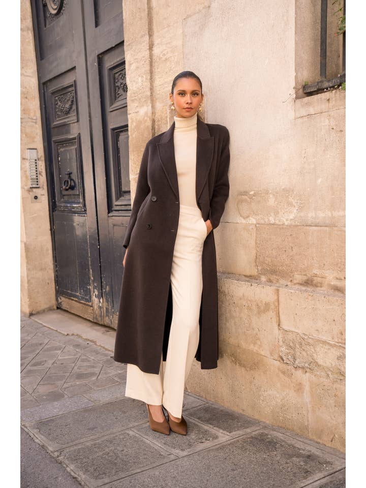 Attentif Paris - Wholesale Coat - Women's - Extra-long oversized hand-sewn wool blend coat66