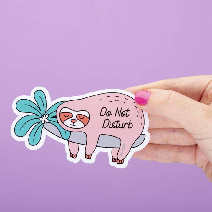 Do Not Disturb Sloth Large Vinyl Sticker for wholesale by Punky Pins
