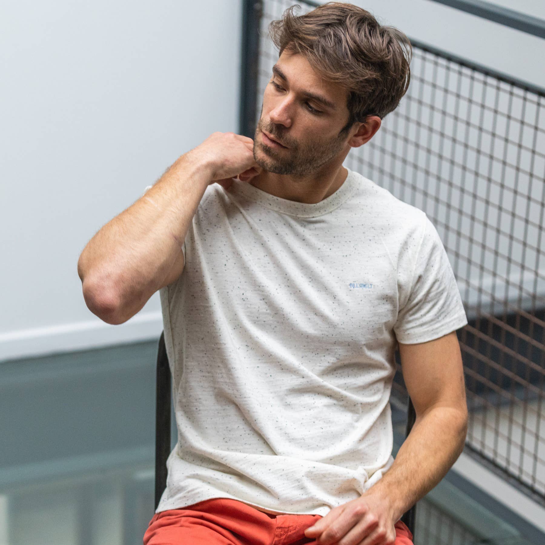 BILLYBELT - Vente T-shirt – homme - T-shirt 100% organic cotton Authentic - Mottled beige1