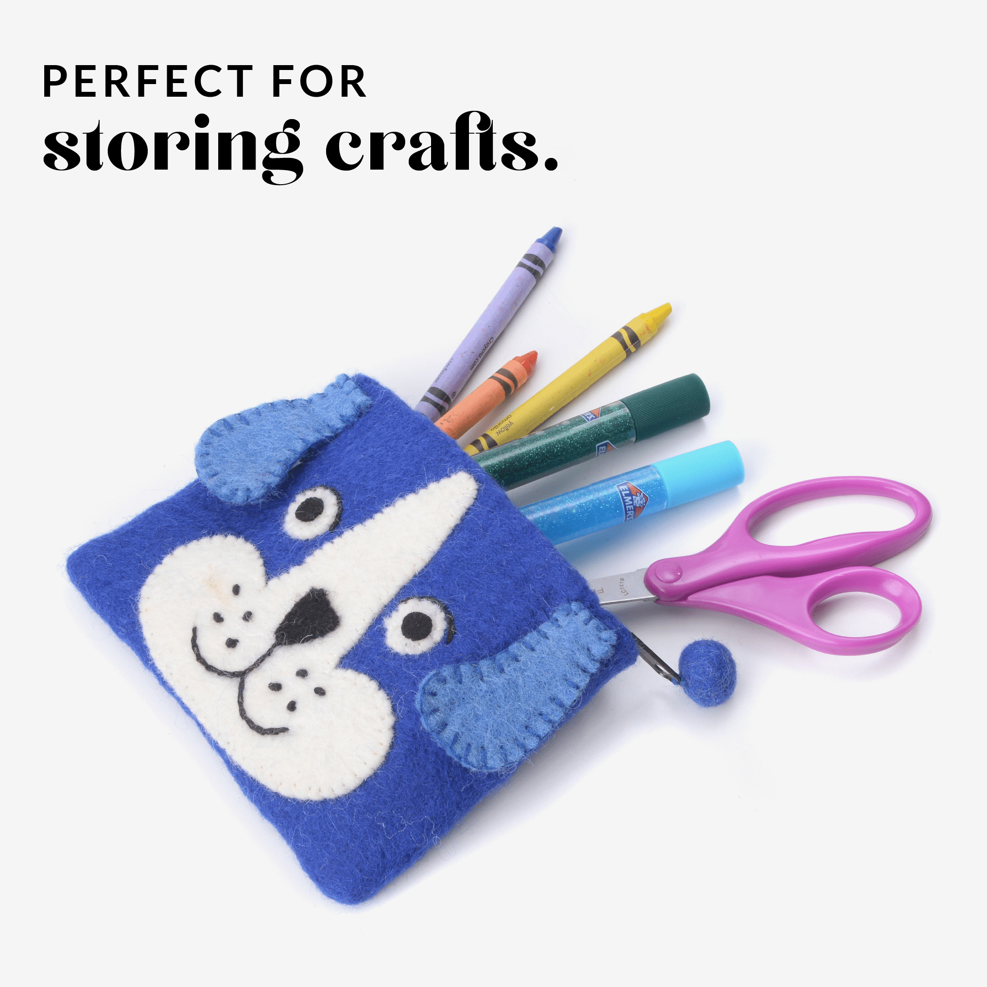 OmaOmaOma! Montessori Educational Wooden Toys for Kids - Wholesale Pencil Case/Pouch - Felt Animal Zipper Pouches - Cat, Dog, Fox Bag Set Ages 3+2