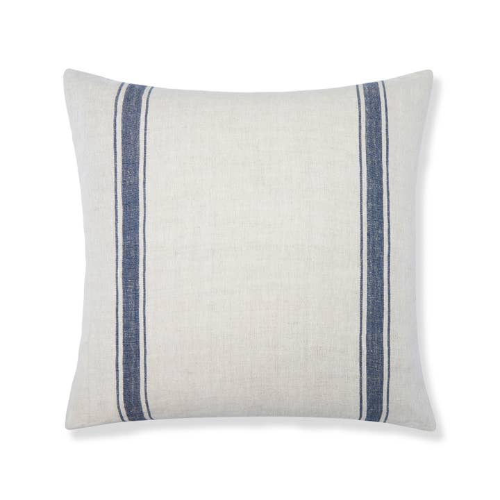 Marseille Stripe Cushion Cover Blue Natural 22"x22" for wholesale by Maison Marigold