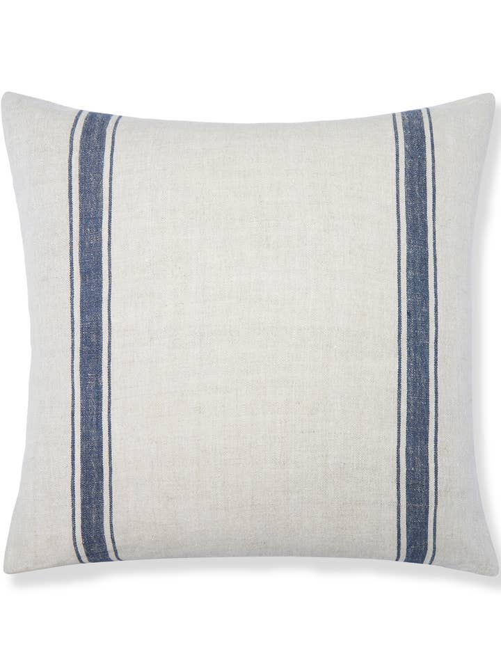 Marseille Stripe Cushion Cover Blue Natural 22"x22" for wholesale by Maison Marigold