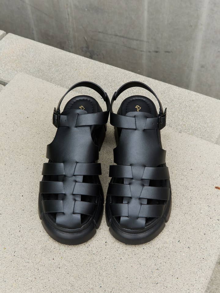 Qupid Platform Cage Stap Sandal in Black for wholesale on Faire3